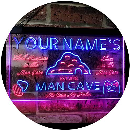 ADVPRO Personalized Your Name Custom Man Cave Established Year Dual Color LED Neon Sign Red & Blue 16 x 12 Inches st6s43-pb1-tm-rb