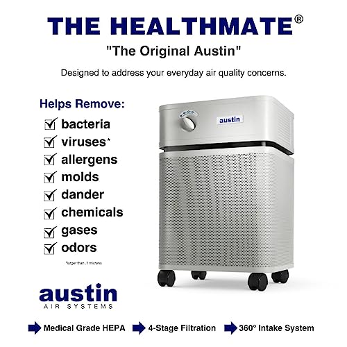Austin Air HealthMate Standard Air Purifier, Sandstone - Advanced 4- Stage Filtration Air Purifiers For Home with Activated Carbon & Zeolite - Ideal as Air Purifiers for Bedroom, Model B400