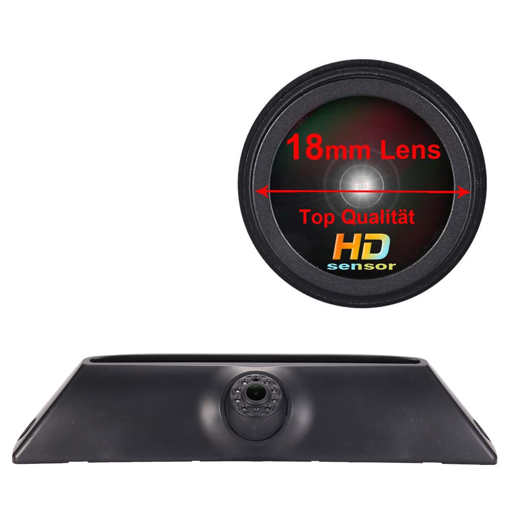 HD IP68 Third Roof Top Mount Brake Lamp Reverse Rear View Backup Camera Angle and distance Adjustable IR Night Vision for FIAT IVECO Daily 4 Daily V 5 Gen 2011-2014 (Reversing Camera)