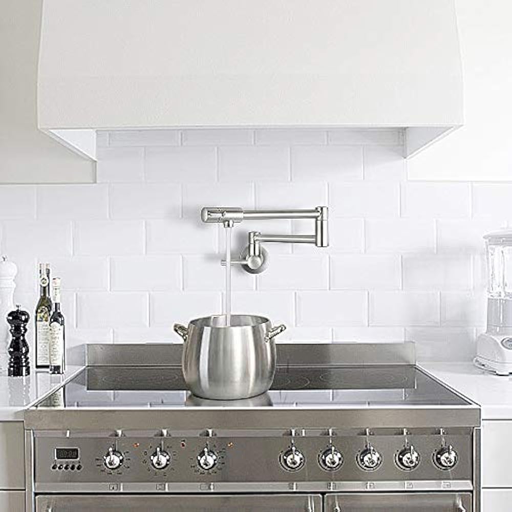 Pot Filler Faucet Wall Mount Commercial Kitchen Faucets Stainless Steel Double eBay