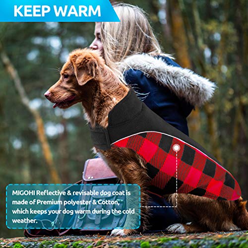 MIGOHI Dog Plaid Jacket Reversible Waterproof Reflective Coat Puppy