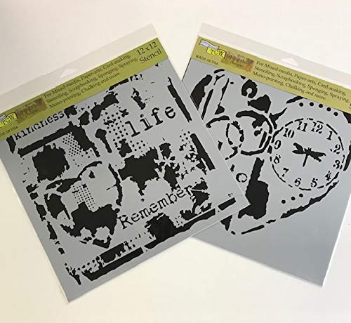 Crafter's Workshop 12" x 12" Stencil 2 Pack, Reusable Stenciling Templates for Art Journaling, Mixed Media, and Scrapbooking - TCW627 Life Remembered & TCW640 Love to Fly