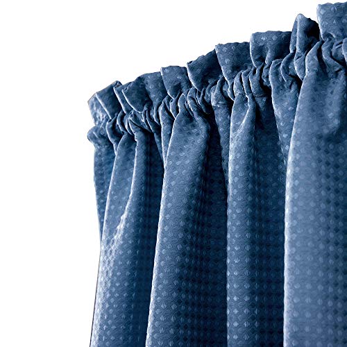 Lazzzy Navy Blue Window Curtain Panels Waffle Weave Textured Cafe