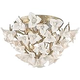 Corbett Lighting 211-34-SGL Lily Flush Mount, 3-Light E12 Candelabra Base, Stria Gold Leaf