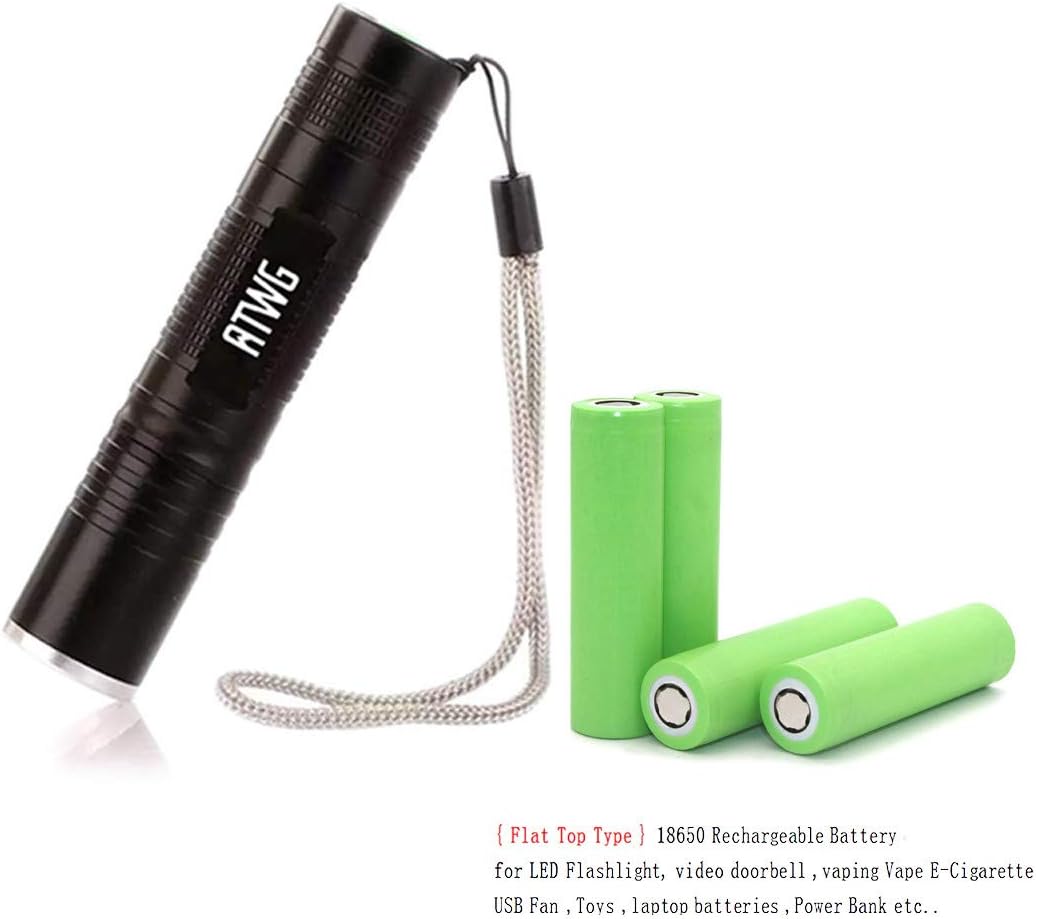 4 Pack 3400mAh Rechargeable 3.7V 1865O Battery + Zoomable 5 Modes LED Flashlight Torch Kit