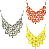 Jane Stone 3PCS Fashion Tessellate Net Necklace Statement Beaded Jewelry Bib Collar for Women(Fn0511-3set)