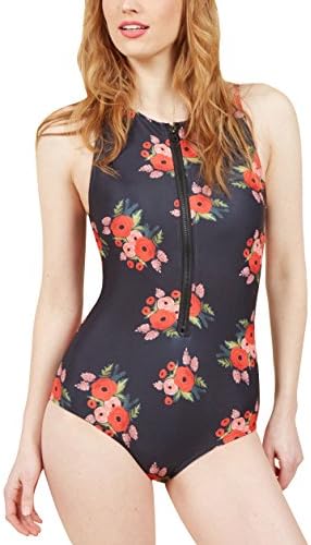 AnniBlue Womens One Piece Swimsuit Athletic Sports Zipper Swimwear Training Bathing Suits Red M