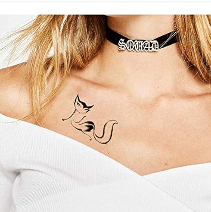 Lfvguiop Petit Renard Noir Autocollant De Tatouage