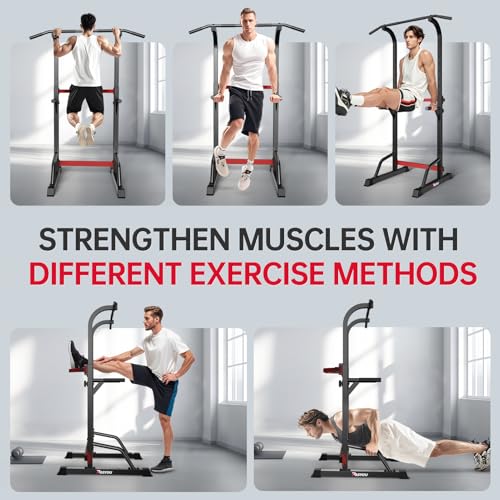 PASYOU Power Tower Pull Up Bar Stand Adjust Workout Dip Station for Home Gym Strength Training Equipment