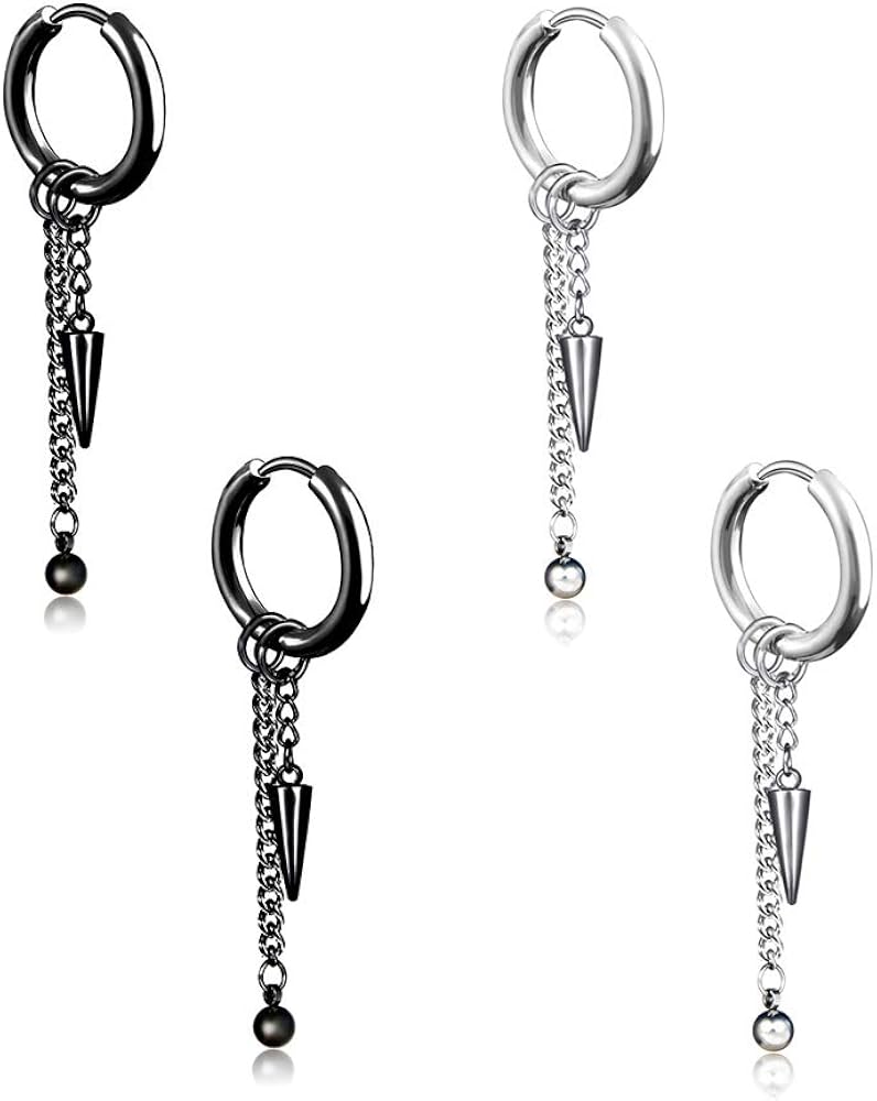 Integrity.1 Chain Earrings,Chain Drop Earring Kit,BTS Earrings,Titanium Steel Tassel Chain Drop Earring Kit,Korean Fashion Jewellery with Earrings Storage Box (B)