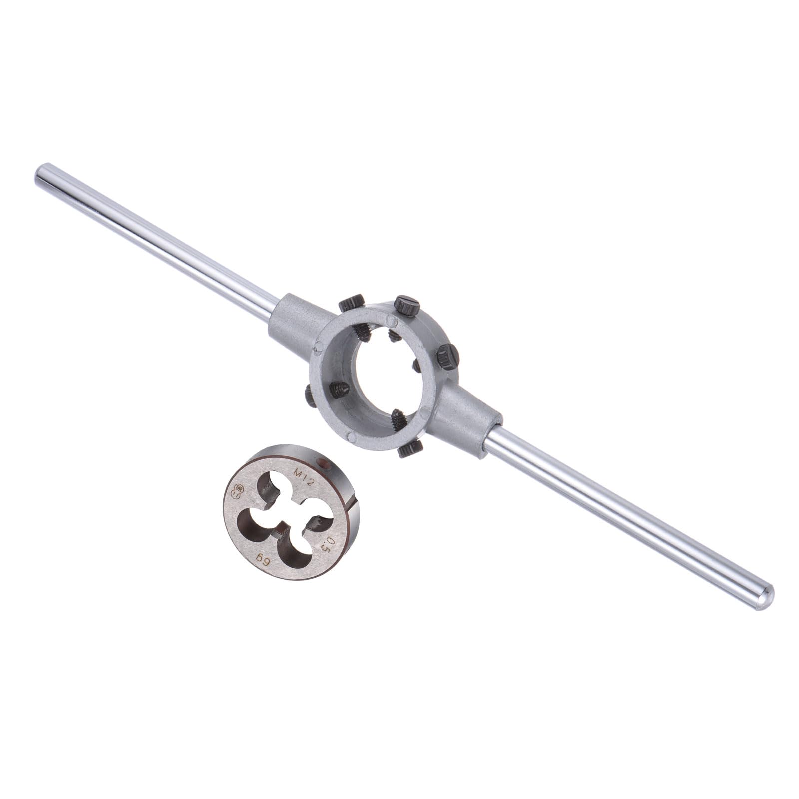 CoCud Die Stock Handle Set, M12x0.5 Thread Die & Fit 38mm OD / M12-M16 Die Wrench Tool Kit - (Applications: for Threading Repairing), 1-Set โ image 1