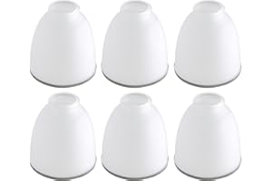 SEWTEROLYN 6-Pack White Frosted Glass Shades With Chrom Ring,Ceiling Fan Light Covers Glass Globes Lampshades for Pendant Chandelier Vanity Lights Wall Sconces, 1.57" Fitter Size, 4.92" High x 4.72" Diameter
