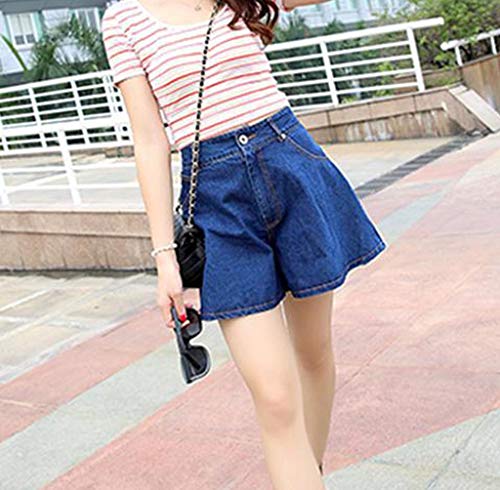 Bravetoshop Women Shorts Jeans Loose High-Waisted Broad-Legged Denim Shorts Loose Short Pants(Dark Blue,M) - Thumbnail 4
