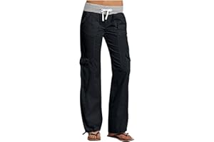 Low Rise Pants Cargo for Women Barrel Sweatpants Lounge Trousers with Pockets