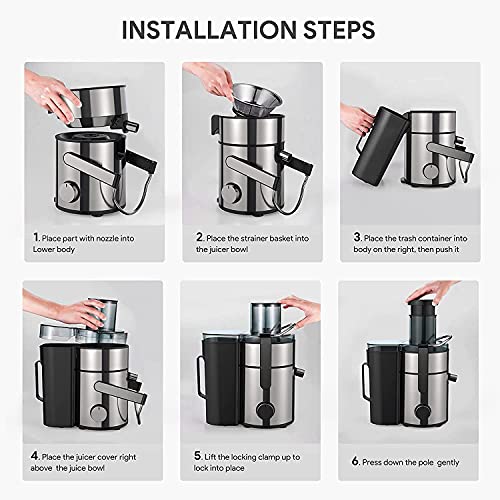 Bagotte Large Juicer Machines,1000W, 85mm Wide Mouth Centrifugal