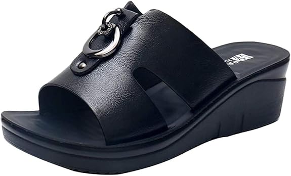 Amazon.com | Womens Summer Wedges Sandals Metallic Slide Walking Shoes Waterproof Handmade 