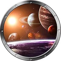 12" Porthole Outer Space Window Solar System #1 Round Silver Instant View Wall Graphic Kids Sticker Room Decal Art Décor Small