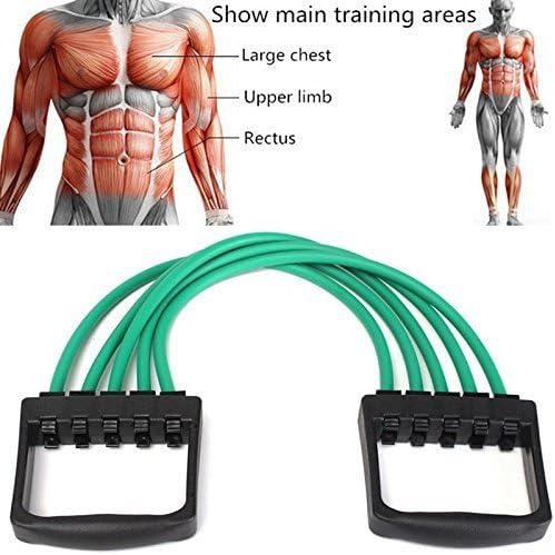 Sufi World Gym Equipment Adjustable Rubber Chest Expander Multifunction 5 Rubber Tubes Muscle Pulling Exerciser Shoulder Fitness Gym Equipment- Multi color