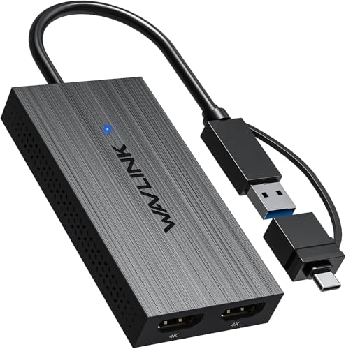 WAVLINK USB 3.1/USB-C to Dual HDMI Adapter - DisplayLink Dual 4K 60Hz Monitor Hub for Windows & Apple M1/M2/M3 Mac, Compatible with New MacBook Neo