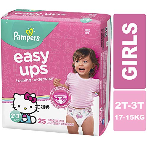 Pampers Easy Ups Pull On Disposable Training Diaper for Girls, Size 4 (2T-3T), Jumbo Pack, 25 Count