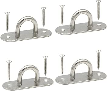 Rtengtunn Gancho de Techo de Acero Inoxidable M8, 4 Piezas Ganchos de