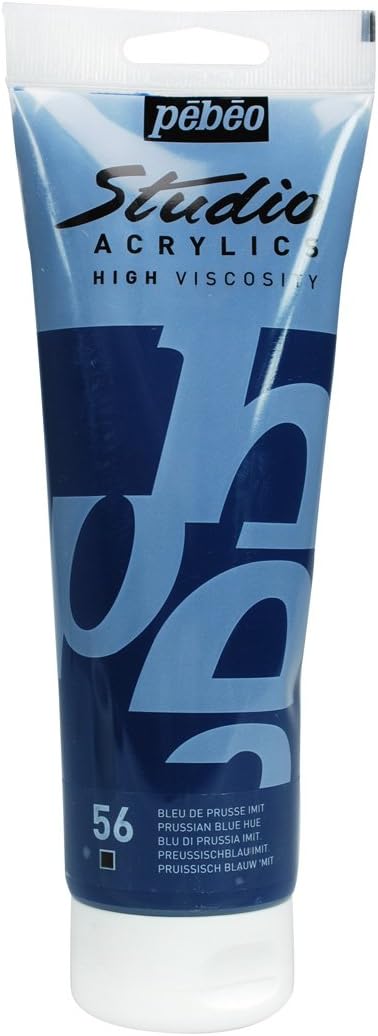Pébéo High Viscosity Studio Acrylic Paint 250 ml Tube Prussian Blue, Prussian Blue Hue, 500 ml (Pack of 1)
