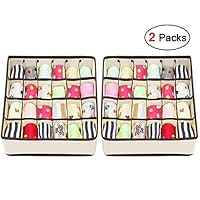 Joyoldelf Sock Drawer Organizer Divider 2 Packs Underwear Organizer, 24 Cell Collapsible Closet Cabinet Organizer Underwear Storage Boxes for Storing Socks, Bra, Handkerchiefs, Ties, Belts