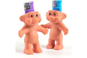 YUANWOVV 2PCS Mini Troll Dolls Lighter Pouches, Silicone Lighter Sleeves, Creative Lighter Case Cover Holder with Mini Costume and Hat （Lighter Not Included）