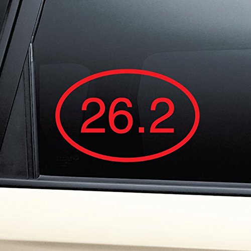 26.2 Marathon Euro Oval Vinyl Decal Laptop Car Truck Bumper Window Sticker - Red