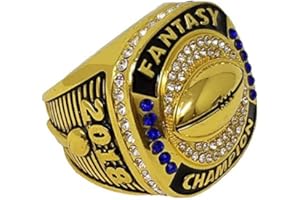 Decade Awards 2018 18K Gold Plated Fantasy Football Champion Ring, Style B - Heavy FFL League Champ Ring with Stand (9)