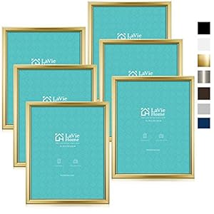LaVie Home 8×10 Picture Frames (6 Pack, Gold) Simple Designed Photo Frame with High Definition Glass for Wall Mount…