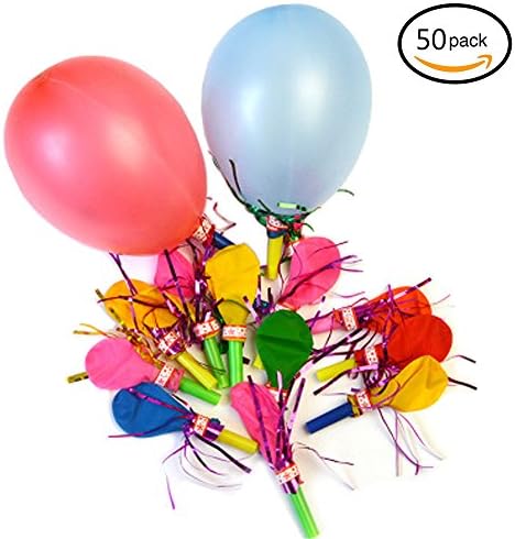 Youwen 50 pcs Party Balloons Happy Birthday Balloon Colorful Whistle Helium Balloon Set for Children
