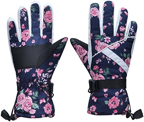 Outdoor Winter Heat Rose Gloves, Dingshang Anti-slip Windproof Gloves with Fleece Liner for Skiing Snowboard Hiking Mountain Climbing and Other Outdoor Sports