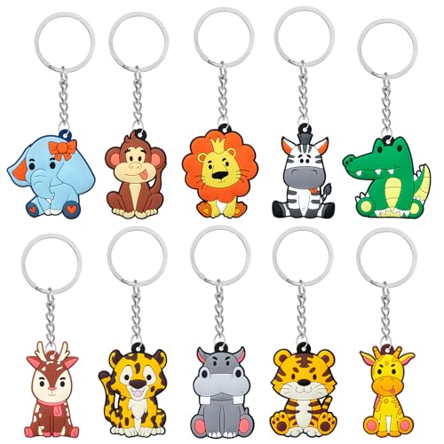 DMIGHT 20 Pcs Birthday Party Favors,Animal Keychain Set for Back Pack School Bag for Kids Birthday Gifts,Best For Fill Up the Goodie Bags for Animal Themed Party