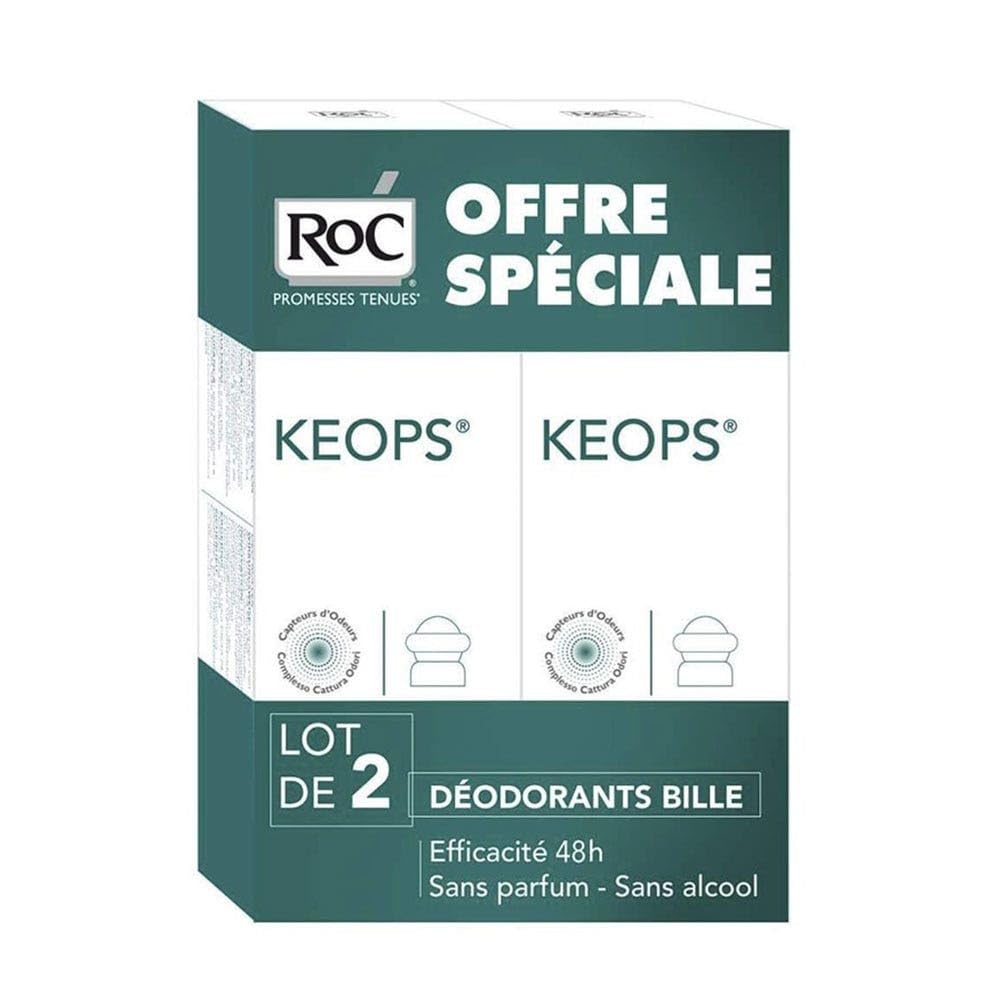 Keops Déodorant Bille 48h Sans Alcool Lot de 2 x 30ml