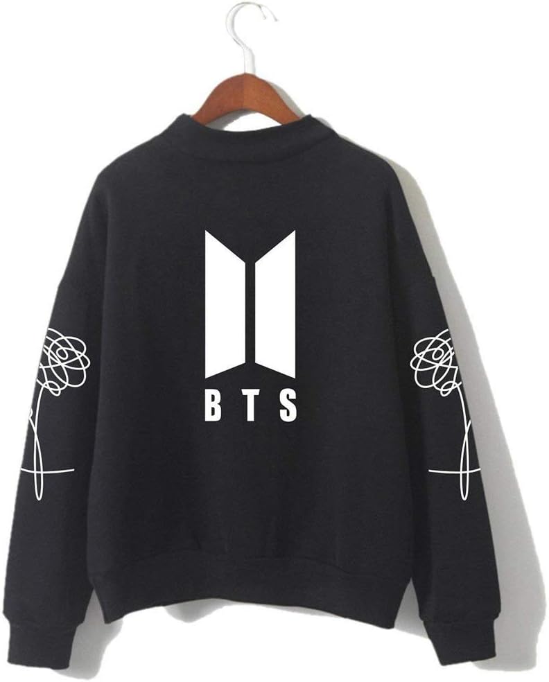 HelloTem BTS Kpop Unisex Sweatshirt Round High Neck Pullover Casual Printed Love Yourself Hoodie