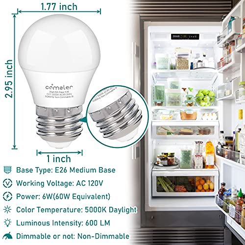 LED Refrigerator Light Bulb 6W, Comzler A15 Waterproof Fridge Appliance
