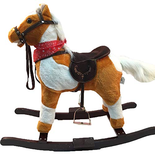 Happy Walk Plush Toy Rocking Horse Pony with Realistic Sounds Cowboy Rocking Horse for Age 3-8
