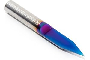 CNC Router Bits 30 Degree Engraving Bits 0.005 Tip with 1/4 Shank Nano Blue Coat Solid Carbide V Groove Router Bit for Signma