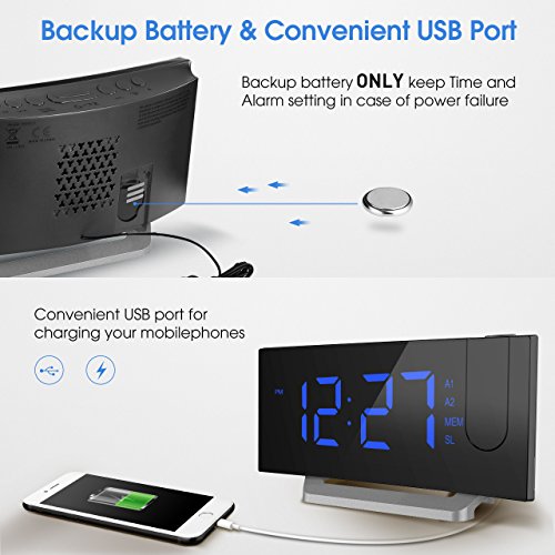 Mpow [GEN3] Projection Alarm Clock, CurvedScreen Projection Clocks