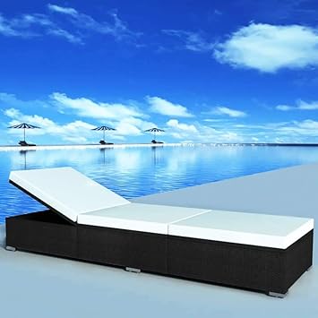 Tidyard- Sonnenliege Poly Rattan 195 x 60 x 31 cm Gartenliege Polyrattan und Stahlrahmen | Relaxliege Liege Strandliege Garte
