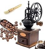 Fecihor Manual Coffee Grinder + Coffee Powder Cleaning Brush, With Grind Settings and Catch Drawer - Classic Vintage Style Manual Hand Grinder Coffee Mill