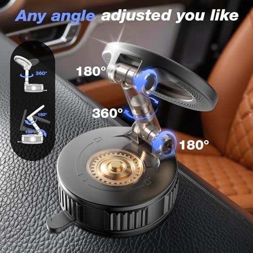 Vooii Phone Holders for Your Car for Magsafe (130+LB Strongest Ever Suction) 360° Adjustable Vacuum Car Phone Mount Magnetic, Car Phone Holder for iPhone 17 Pro Max for Automotive Multi Gauges