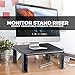 Computer Desk Monitor Stand Riser with Height Adjustable Feet – Office Storage Organizer, Shelf for Desktop, Printer, Screen, TV, Tablet Holder – Black | 3 Packthumb 2