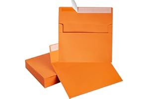 Wishop 100 Pack Orange A7 Envelopes Self-Adhesive 5x7 Envelopes for Invitations, 5x7 Greeting Cards (Dark Orange, 5.24 x 7.21 Inches)
