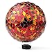 Lily's Home Colorful Mosaic Glass Gazing Ball, Designed with a Stunning Holographic Petal Mosaic Pattern to Bring Color and Reflection to Any Home and Garden, Red and Gold (10