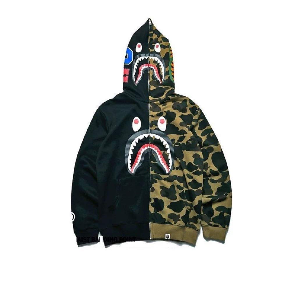 BAPE A Bathing Ape Camo Hoodie Sweatshirts Mens Shark Head Full Zip Jacket Coat