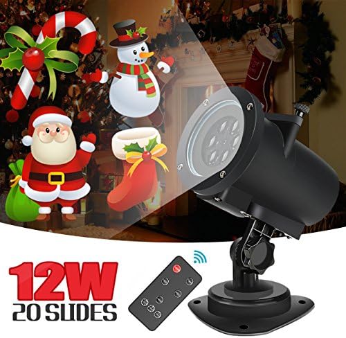 Christmas Projector Lights 12W 20 Slides LED Holiday Light IP65 Waterproof landscape light with RF Remote Control for Thanksgiving Day Easter Party