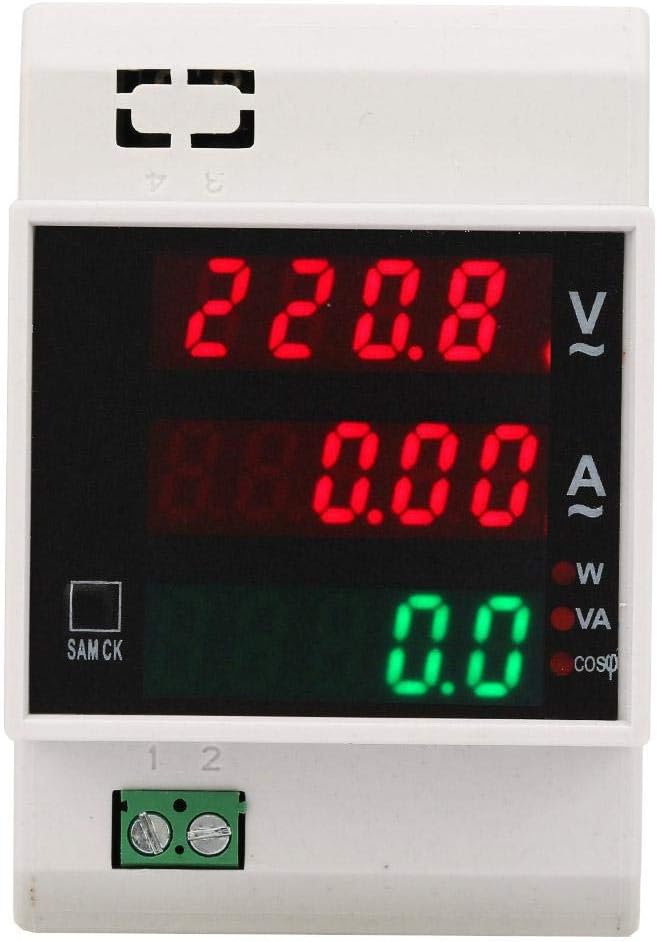 Power Factor Meter Multifunctional Meter Digital Energy Meter Din Rail Led Active Power Factor Multifunctional Power Met(Ac200-450/100A)