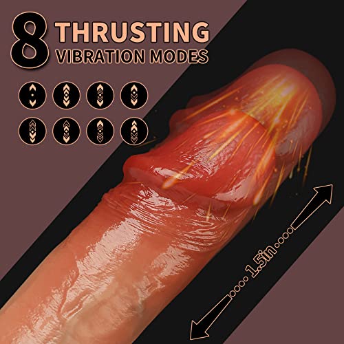 Thrusting Dildo Vibrator for Women with 3 Thrusting Modes 9.5 inch Heating Dildo & Rotation 5 Vibration, Lifelike Realistic Vibrating Dildo G Spot Vibrator Sex Toys with Strong Suction Cup